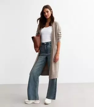 Кардиган миди с открытым передом New Look, светло-коричневый