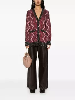 Кардиган Missoni с узором зигзаг, украшенный пайетками, красный