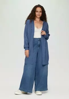 Кардиган MIT KAPUZE UND STREIFENSTRUKTUR QS, синий