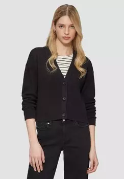 Кардиган MIT STRUKTURMUSTER UND KNPFEN QS, черный