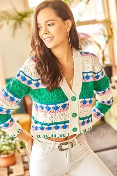 Кардиган - Многоцветный - Приталенный Olalook, разноцветный