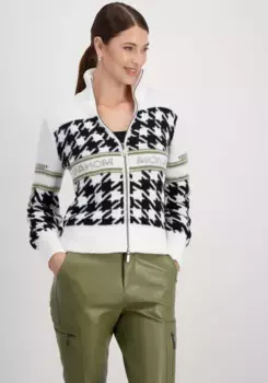 Кардиган Monari, мягкий, теплый и уютный, жаккардовая ткань, белый