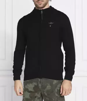 Кардиган мужской Aeronautica Militare шерстяной на молнии, черный