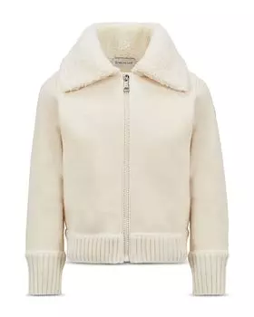 Кардиган на молнии для девочек - Little Kid Moncler, слоновая кость/кремовый