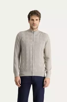 Кардиган на молнии и спицами в форме восьмерки Kigili, коричневый