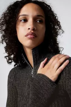 Кардиган на молнии из шенилла Weekday, черный