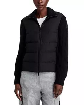 Кардиган на молнии из смешанной шерсти и кашемира Moncler, черный