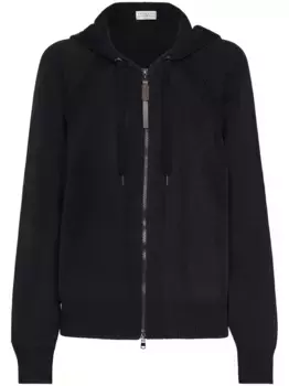 Кардиган на молнии с капюшоном Brunello Cucinelli, черный