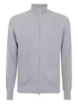 Кардиган на молнии в рубчик Barba, серый
