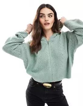 Кардиган на молнии зеленого цвета Hollister