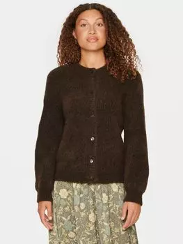 Кардиган на пуговицах Arabella косой вязки Saint Tropez, шоколадно-коричневый