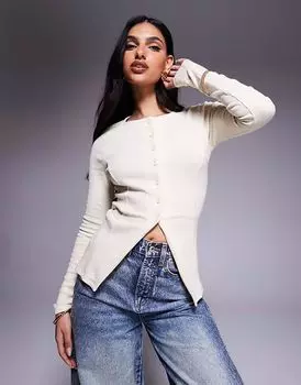 Кардиган на пуговицах ASOS DESIGN кремового цвета