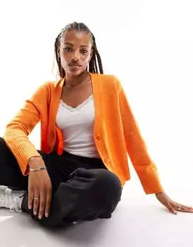 Кардиган на пуговицах оранжевого меланжа ONLY