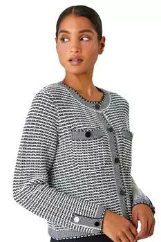 Кардиган на пуговицах с фактурной текстурой, черный хлопок Roman