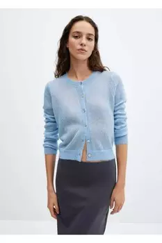 Кардиган на пуговицах с люрексом Mango, синий