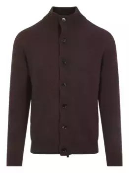 Кардиган на пуговицах с высоким воротником Brioni, коричневый
