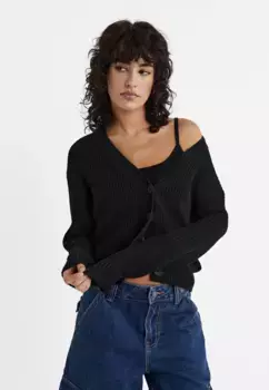 Кардиган на пуговицах Stradivarius, черный