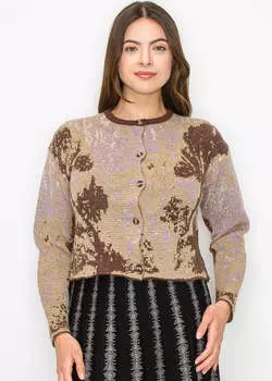 Кардиган на пуговицах в осенних тонах Yal New York, коричневый