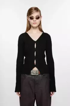 Кардиган на пуговицах в рубчик Acne Studios, черный