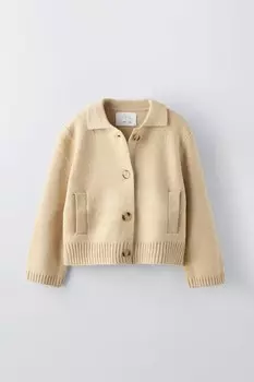 Кардиган на пуговицах ZARA, светло-бежевый