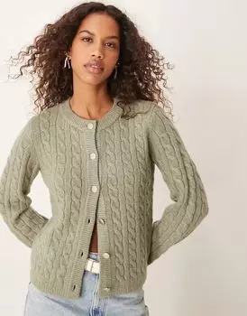 Кардиган на пуговицах зеленого цвета Abercrombie & Fitch