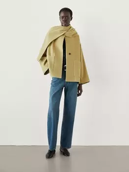 Кардиган-Накидка с шарфом Massimo Dutti, зеленый