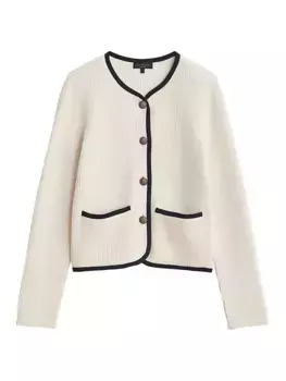 Кардиган Nancy из смесовой шерсти в рубчик Rag & Bone, слоновая кость