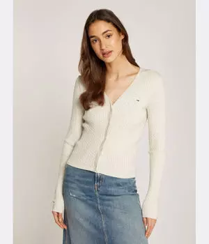 Кардиган необходим Slim fit Tommy Jeans, экрю