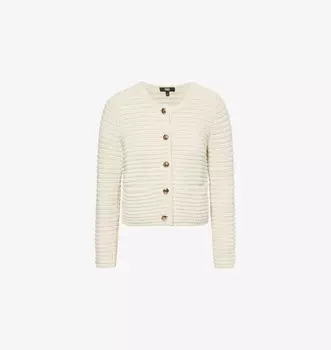 Кардиган Oberon из хлопковой смеси, связанный крючком Paige, белый