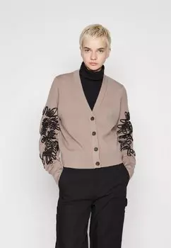 Кардиган Object КАРДИГАН ОБЖХОАНА, цвет fossil detail/black embroidery