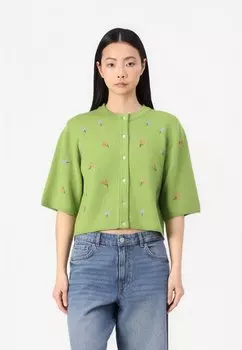 Кардиган OBJTHESS SLEEVE CARDIGAN Object, зеленый