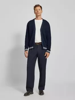 Кардиган облегающего кроя из чистого хлопка с V-образным вырезом OLYMP Level Five