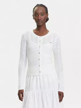 Кардиган обычного кроя Pointelle DW0DW20966 Tommy Jeans, белый