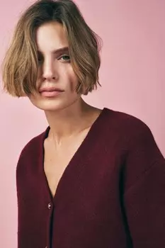 Кардиган однотяжной вязки ZARA, бордовый