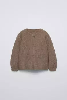 Кардиган однотяжной вязки ZARA, кэмел