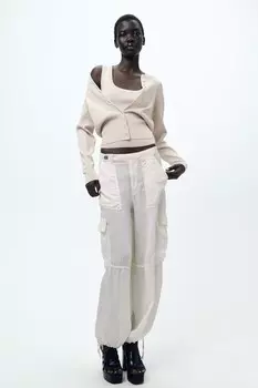 Кардиган однотяжной вязки ZARA, камень