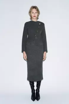 Кардиган однотяжной вязки ZARA, серый