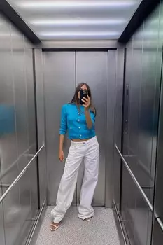 Кардиган однотяжной вязки ZARA, синий