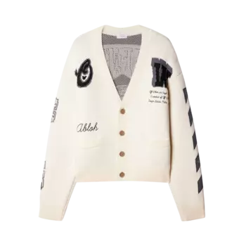 Кардиган Off-White Varsity Knit 'Cream/Black', белый