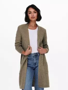 Кардиган ONLY Lange Stretch Strickjacke Mantel mit Taschen ONLJADE, светло-коричневый