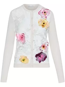 Кардиган Orchid Threadwork Oscar de la Renta, белый