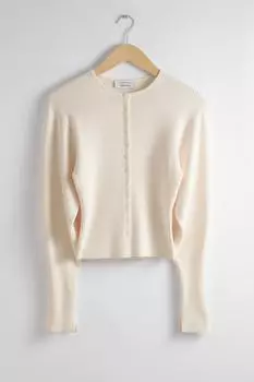 Кардиган & Other Stories Slim-fitting Ribbed, кремовый