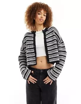 Кардиган открытой строчки ASOS DESIGN в однотонную полоску