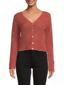 Кардиган открытой вязки с узором Marled Vince, цвет Burnt Coral