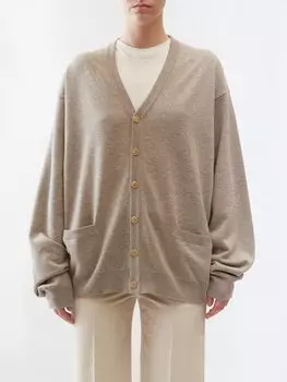 Кардиган оверсайз darko из смесовой шерсти The Row, бежевый