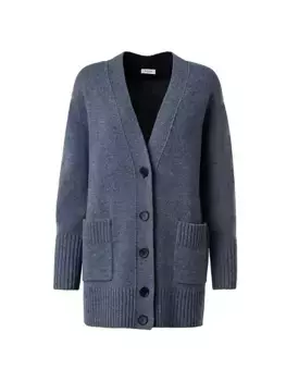 Кардиган оверсайз из шерсти и кашемира Akris Punto, цвет slate