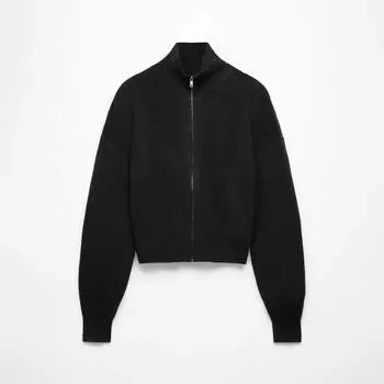 Кардиган Oysho Zip-Through Ribbed, черный