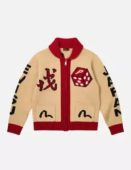 Кардиган Palace x Evisu Dice Cowichan, бежевый