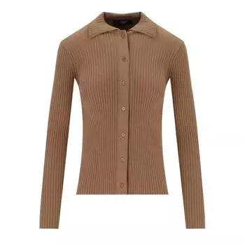 Кардиган papiro terra ribbed cardigan Max Mara, коричневый