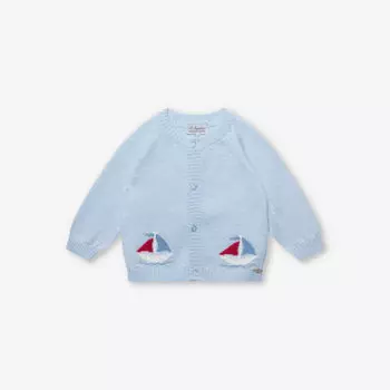 Кардиган "парусник" николас из смесовой шерсти и хлопка 0-9 месяцев Trotters, синий